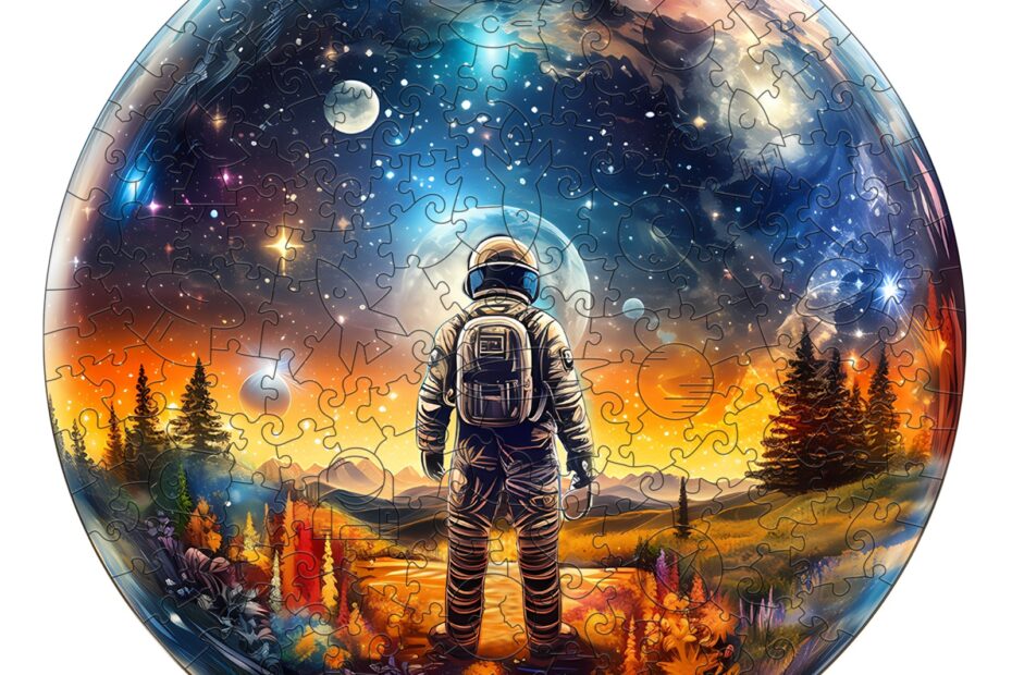 Träpussel – Astronaut med kristallkula 66d190b181f79