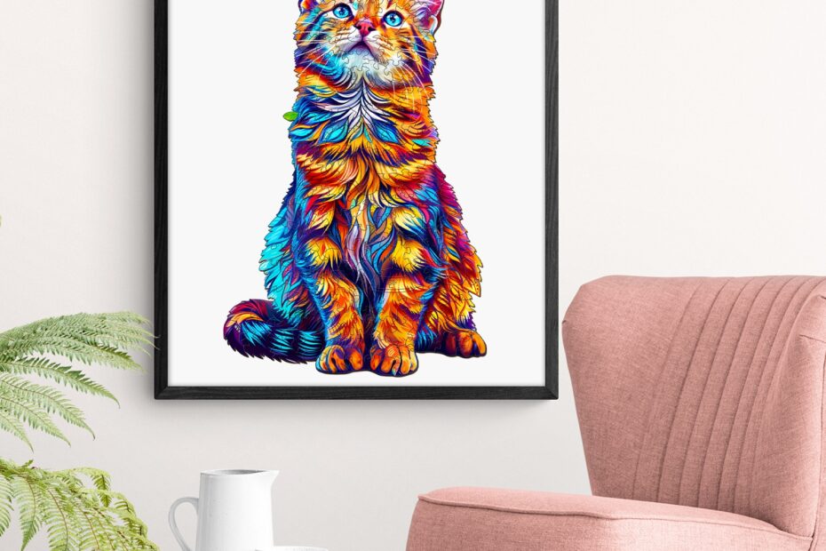Delight in Serenity: Träpussel med en bengalisk katt 66d3e55fece92