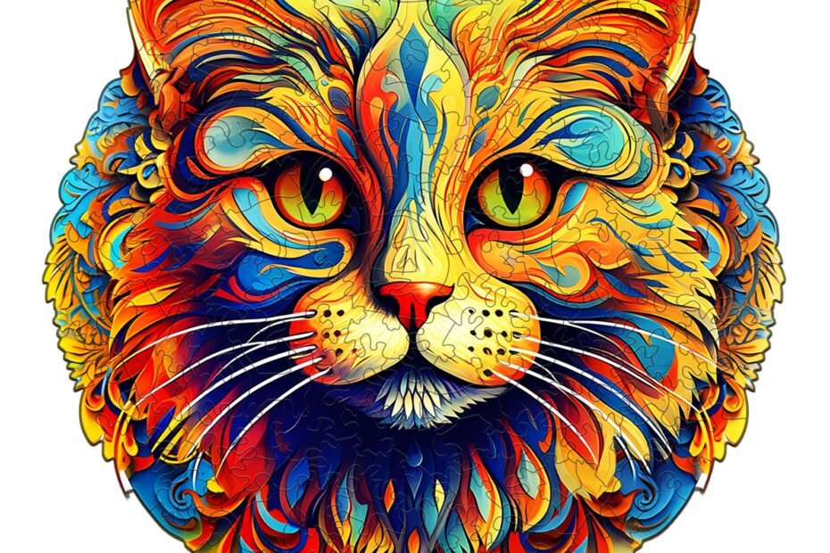 Träpussel – färgglad katt 66d5087c6df0b