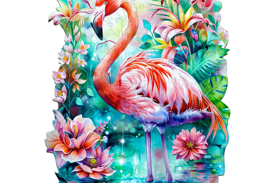 Pussel i trä – Elegant Flamingo 66dd1ac09fb01