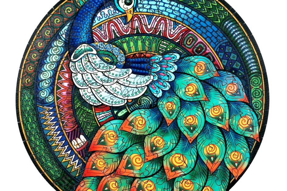 Pussel i trä-ELEGANT PEACOCK 66d5c1402b191