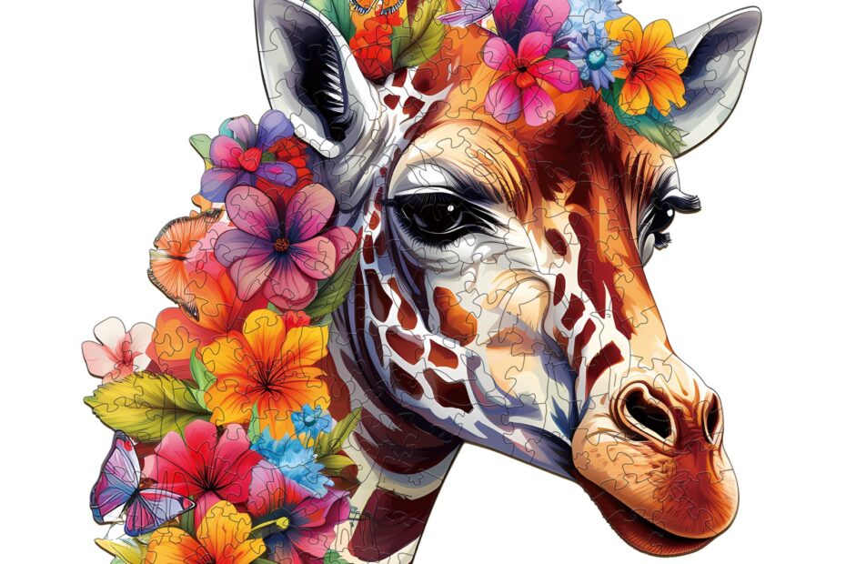 Träpussel – Blommor och giraffer 66d88329f13b5