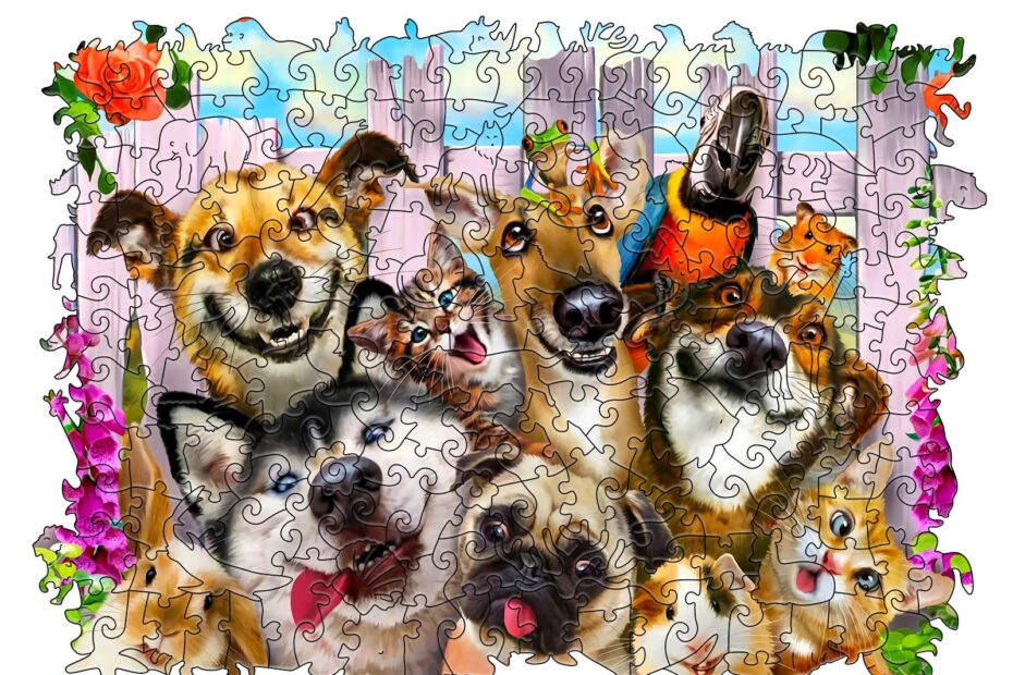 Pussel i trä-FUNNY DOGS 66db55132094e