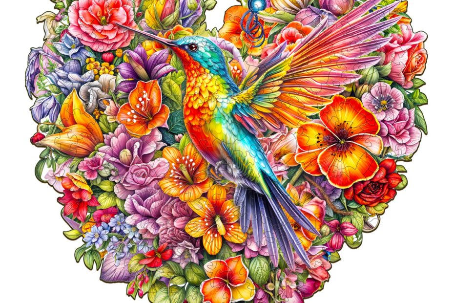 Pussel i trä – kolibri och blomma 66e70e0208bf2