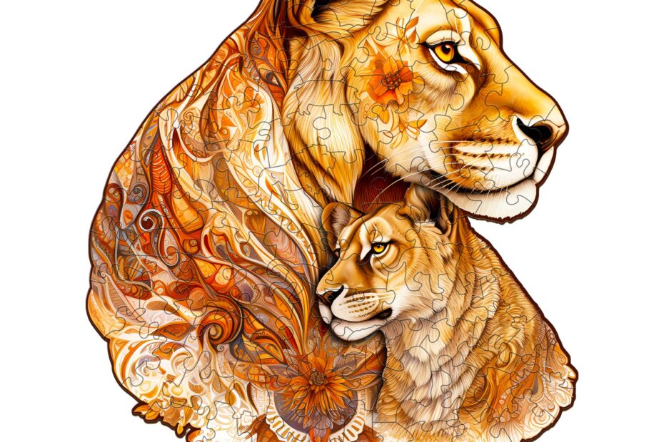 Pussel i trä – Motherly Lion 66ec2b940ca1e