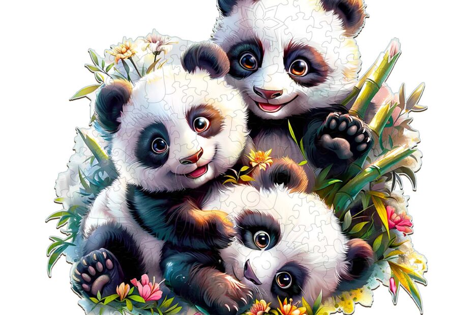 Pussel i trä – Panda Family 66dbc681a8171