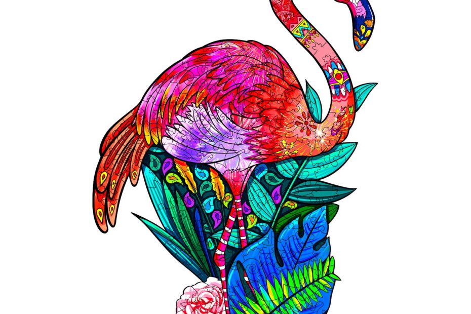 Pussel i trä-PASSIONATE FLAMINGO 66d93cd965143