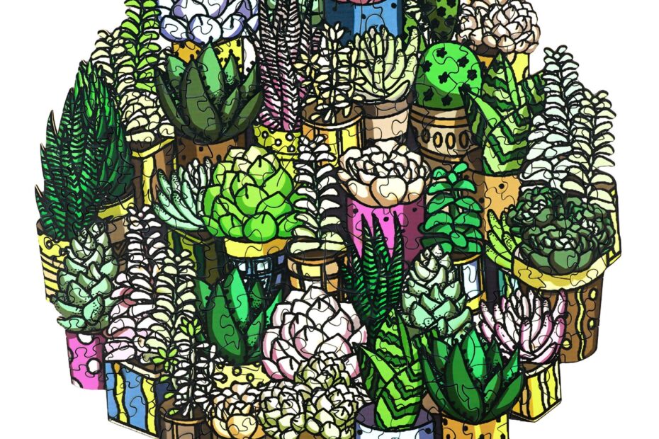 Pussel i trä-SUCCULENT PLANT 66de83a684e2c