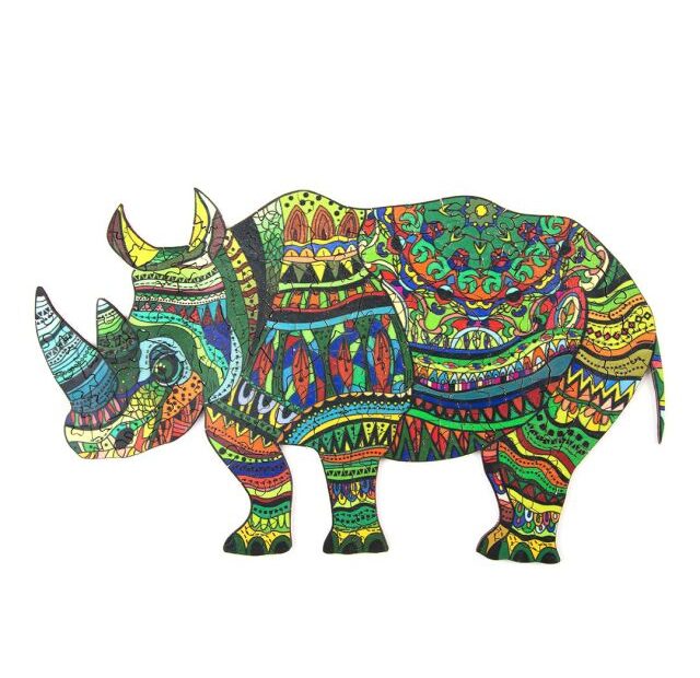 Pussel i trä-WATHCHFUL RHINO 66d545a524bc6